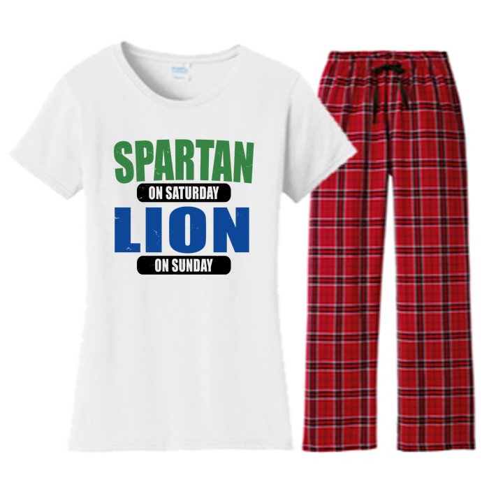 Spartan On Saturday Lion On Sunday Women's Flannel Pajama Set