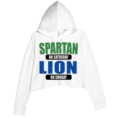 Spartan On Saturday Lion On Sunday Crop Fleece Hoodie