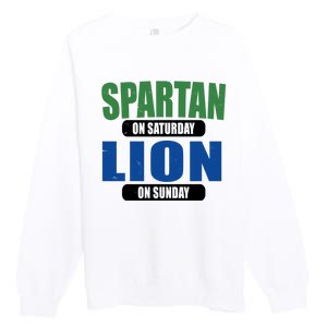 Spartan On Saturday Lion On Sunday Premium Crewneck Sweatshirt