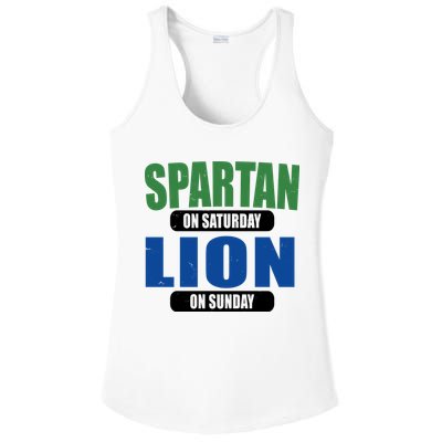 Spartan On Saturday Lion On Sunday Ladies PosiCharge Competitor Racerback Tank