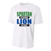 Spartan On Saturday Lion On Sunday Youth Performance Sprint T-Shirt