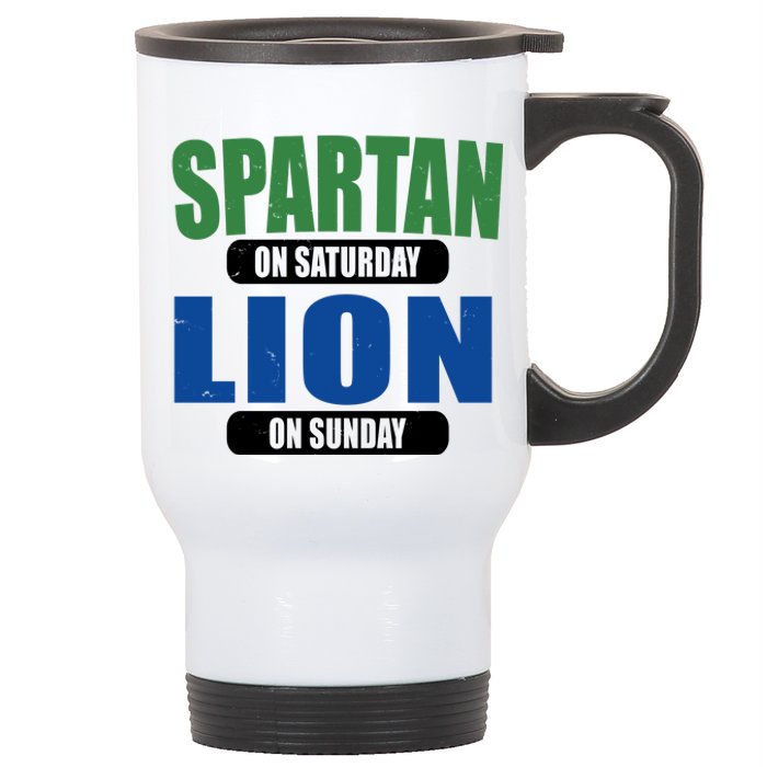 Spartan On Saturday Lion On Sunday Stainless Steel Travel Mug