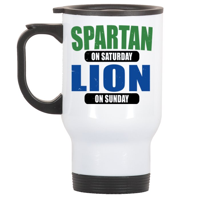 Spartan On Saturday Lion On Sunday Stainless Steel Travel Mug