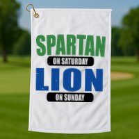 Spartan On Saturday Lion On Sunday Golf Towel