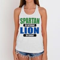 Spartan On Saturday Lion On Sunday Women's Knotted Racerback Tank