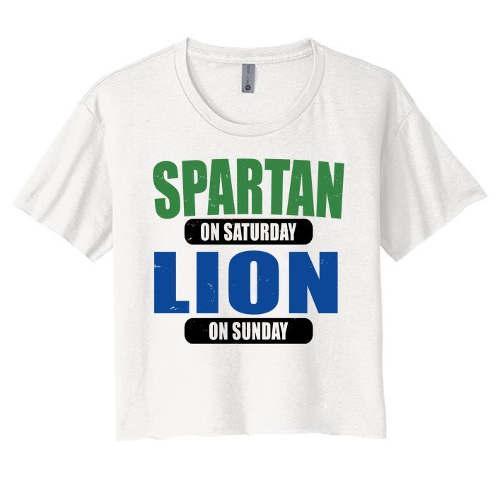 Spartan On Saturday Lion On Sunday Women's Crop Top Tee