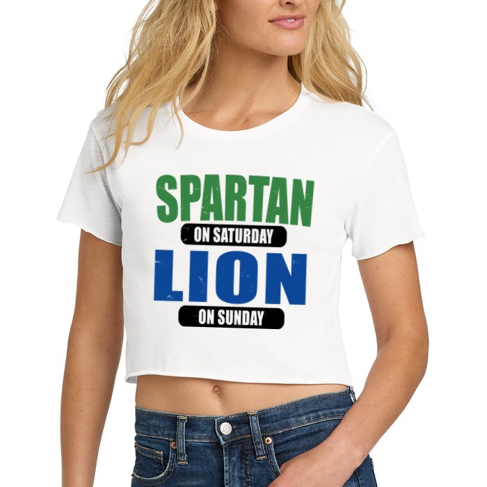 Spartan On Saturday Lion On Sunday Crop Top