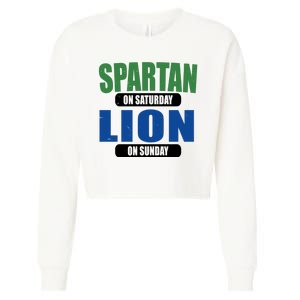 Spartan On Saturday Lion On Sunday Cropped Pullover Crew