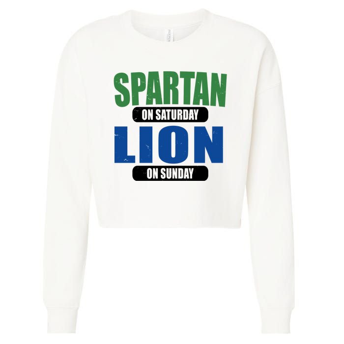 Spartan On Saturday Lion On Sunday Cropped Pullover Crew