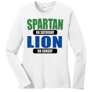 Spartan On Saturday Lion On Sunday Ladies Long Sleeve Shirt