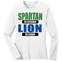 Spartan On Saturday Lion On Sunday Ladies Long Sleeve Shirt