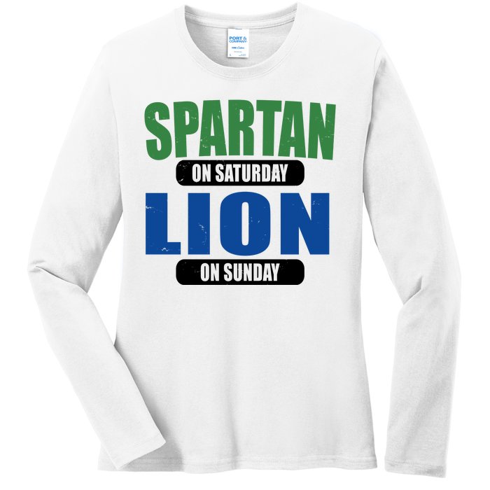 Spartan On Saturday Lion On Sunday Ladies Long Sleeve Shirt