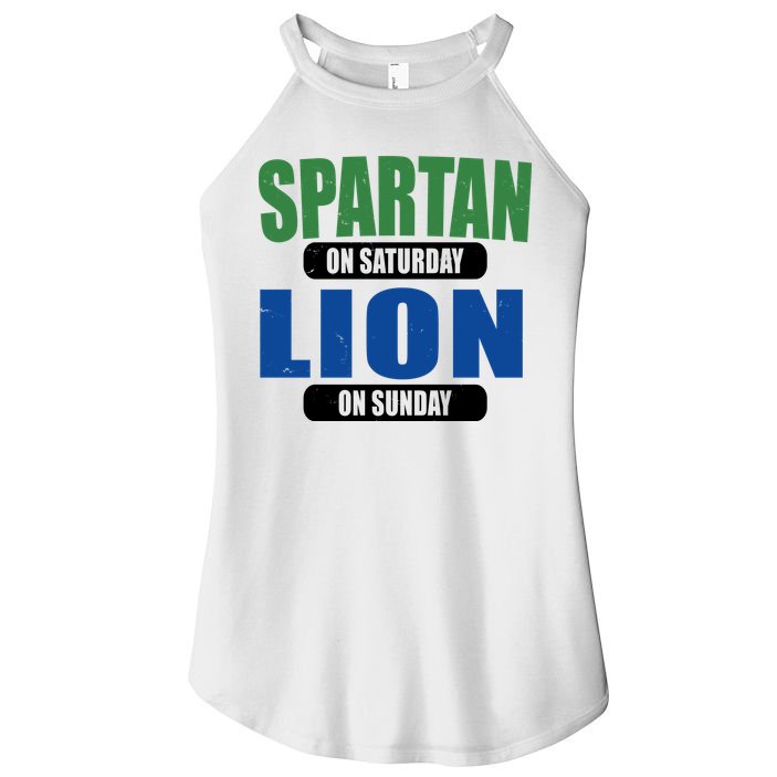 Spartan On Saturday Lion On Sunday Women's Perfect Tri Rocker Tank