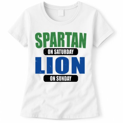 Spartan On Saturday Lion On Sunday Womens T-Shirt