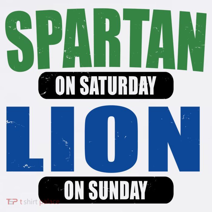 Spartan On Saturday Lion On Sunday Womens T-Shirt