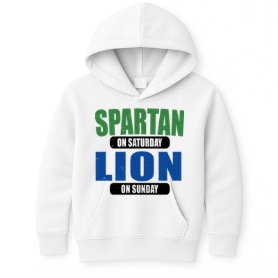 Spartan On Saturday Lion On Sunday Kids Hoodie