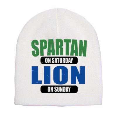 Spartan On Saturday Lion On Sunday Short Acrylic Beanie