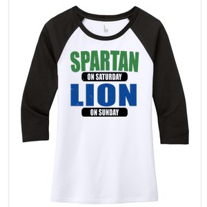 Spartan On Saturday Lion On Sunday Women's Tri-Blend 3/4-Sleeve Raglan Shirt