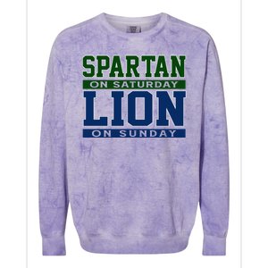 Spartan On Saturday Lion On Sunday Funny Detroit Colorblast Crewneck Sweatshirt