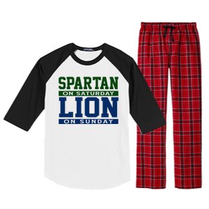 Spartan On Saturday Lion On Sunday Funny Detroit Raglan Sleeve Pajama Set