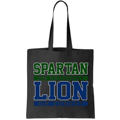 Spartan On Saturday Lion On Sunday Funny Detroit Bag