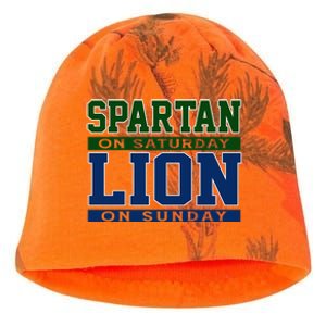 Spartan On Saturday Lion On Sunday Funny Detroit Kati - Camo Knit Beanie