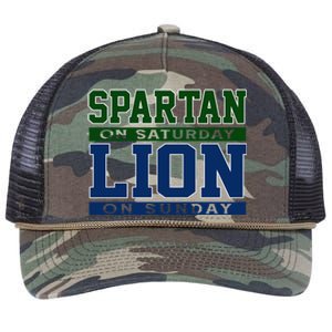 Spartan On Saturday Lion On Sunday Funny Detroit Retro Rope Trucker Hat Cap