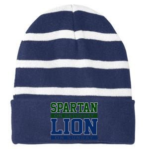 Spartan On Saturday Lion On Sunday Funny Detroit Striped Beanie with Solid Band