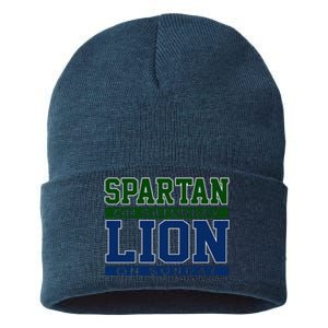 Spartan On Saturday Lion On Sunday Funny Detroit Sustainable Knit Beanie