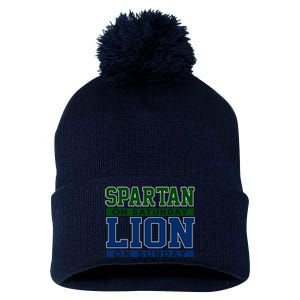 Spartan On Saturday Lion On Sunday Funny Detroit Pom Pom 12in Knit Beanie