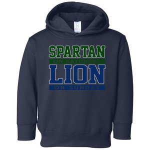 Spartan On Saturday Lion On Sunday Funny Detroit Toddler Hoodie