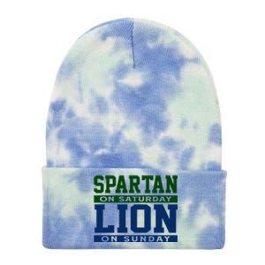 Spartan On Saturday Lion On Sunday Funny Detroit Tie Dye 12in Knit Beanie