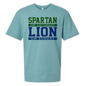 Spartan On Saturday Lion On Sunday Funny Detroit Sueded Cloud Jersey T-Shirt