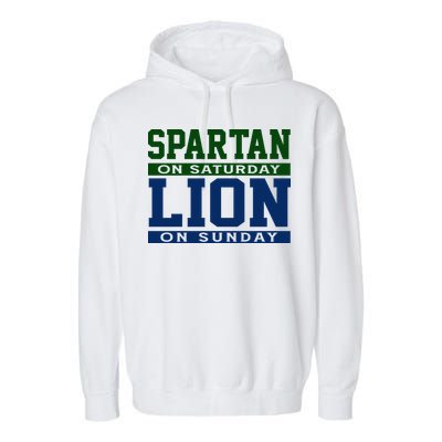 Spartan On Saturday Lion On Sunday Funny Detroit Garment-Dyed Fleece Hoodie