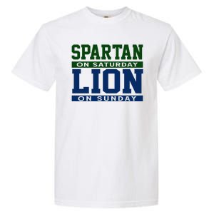 Spartan On Saturday Lion On Sunday Funny Detroit Garment-Dyed Heavyweight T-Shirt