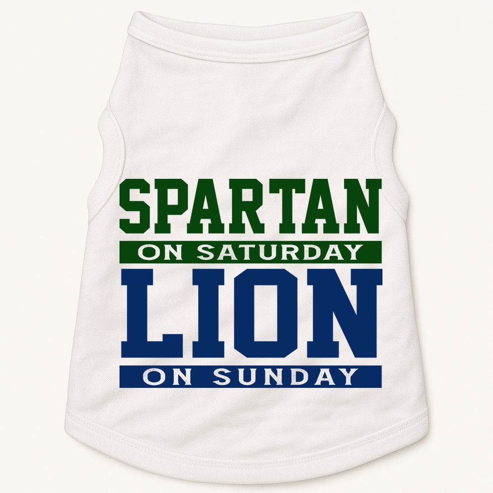 Spartan On Saturday Lion On Sunday Funny Detroit Doggie Tank