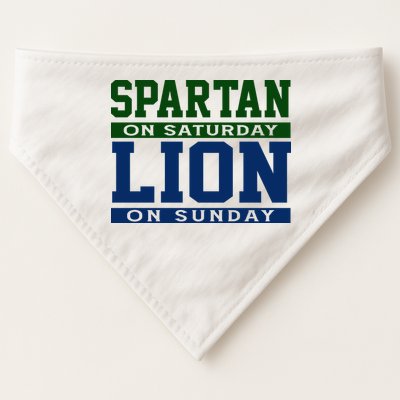 Spartan On Saturday Lion On Sunday Funny Detroit USA-Made Doggie Bandana