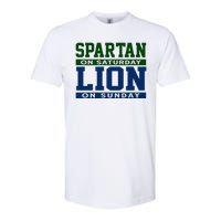 Spartan On Saturday Lion On Sunday Funny Detroit Softstyle CVC T-Shirt