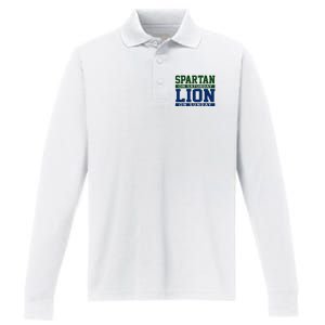 Spartan On Saturday Lion On Sunday Funny Detroit Performance Long Sleeve Polo