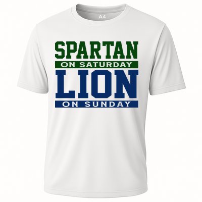 Spartan On Saturday Lion On Sunday Funny Detroit Performance Shirt