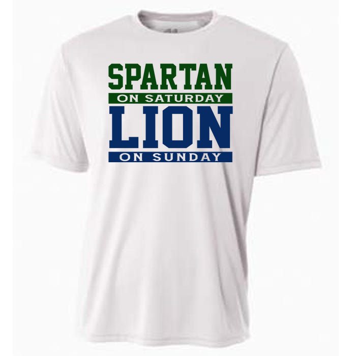 Spartan On Saturday Lion On Sunday Funny Detroit Cooling Performance Crew T-Shirt