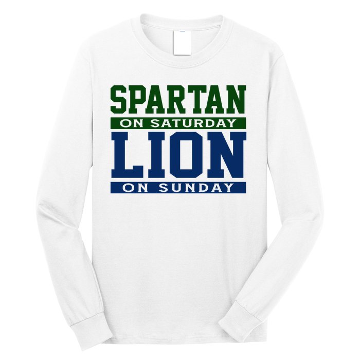 Spartan On Saturday Lion On Sunday Funny Detroit Long Sleeve Shirt