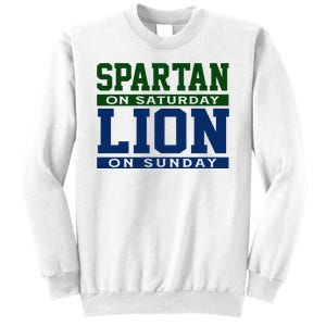 Spartan On Saturday Lion On Sunday Funny Detroit Sweatshirt