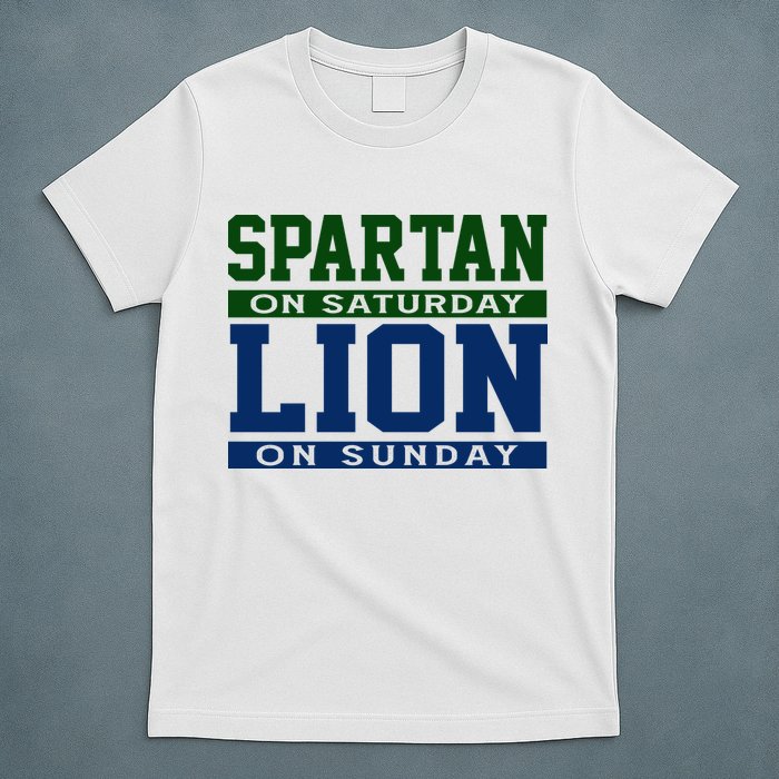 Spartan On Saturday Lion On Sunday Funny Detroit T-Shirt