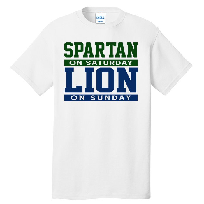 Spartan On Saturday Lion On Sunday Funny Detroit Tall T-Shirt