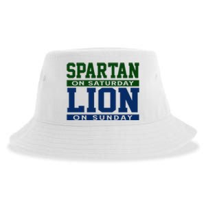 Spartan On Saturday Lion On Sunday Funny Detroit Sustainable Bucket Hat