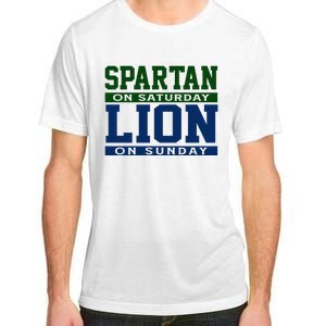 Spartan On Saturday Lion On Sunday Funny Detroit Adult ChromaSoft Performance T-Shirt