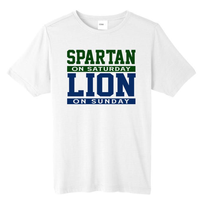 Spartan On Saturday Lion On Sunday Funny Detroit Tall Fusion ChromaSoft Performance T-Shirt