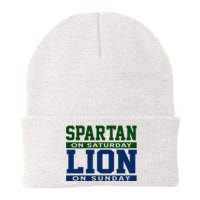 Spartan On Saturday Lion On Sunday Funny Detroit Knit Cap Winter Beanie