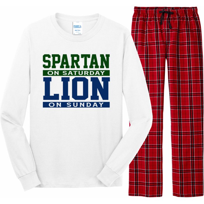 Spartan On Saturday Lion On Sunday Funny Detroit Long Sleeve Pajama Set